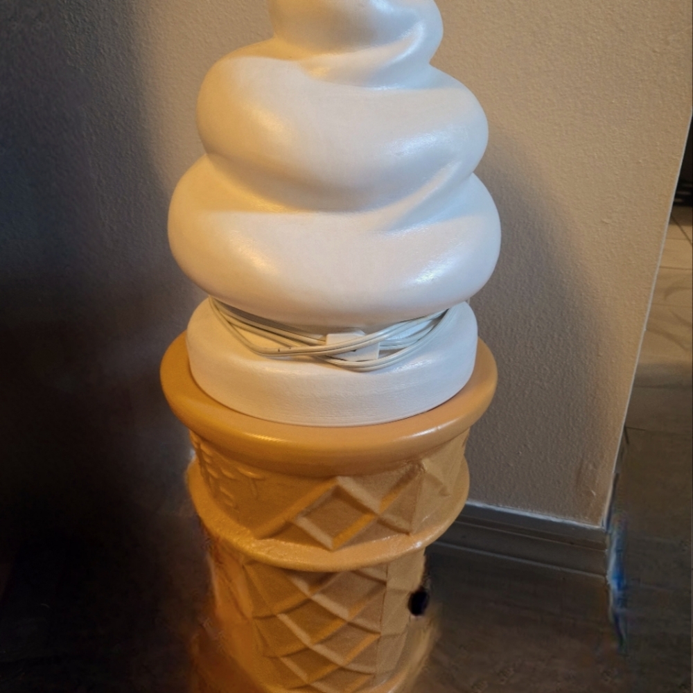 Cream and Tan Ice Cream Cone Accent Piece